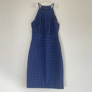 Banana Republic Gingham Bi-Stretch Racer-Neck in Granite Blue